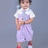 Lilac Tie Romper for baby boy