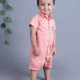 Peach Baby Diggers Printed ROmper