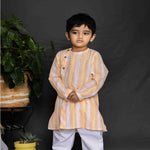 Boy wearing Stripes Kurta and White Pants