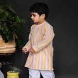 Boy wearing Stripes Kurta and White Pants