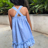 Super soft Blue Dobby Frock with Frills