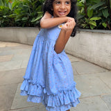 Super soft Blue Dobby Frock with Frills