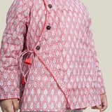 Peach BlockPrint Kurta with White Pants