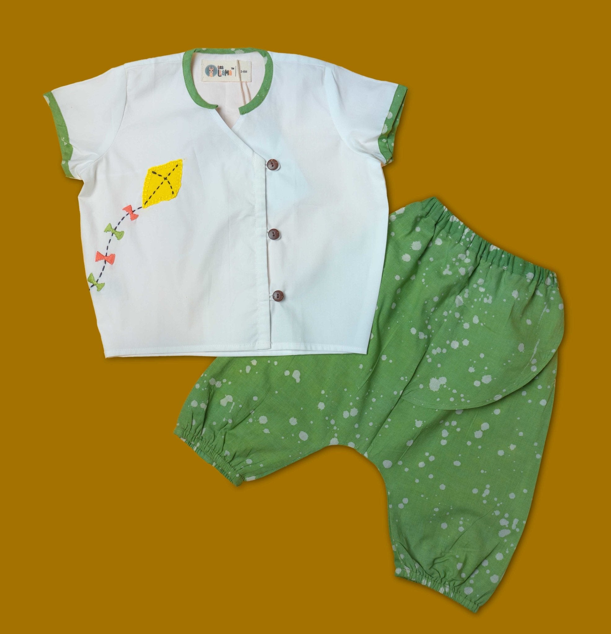 Baby Boy Cotton Dhoti Pant and Kite Embroidered Top