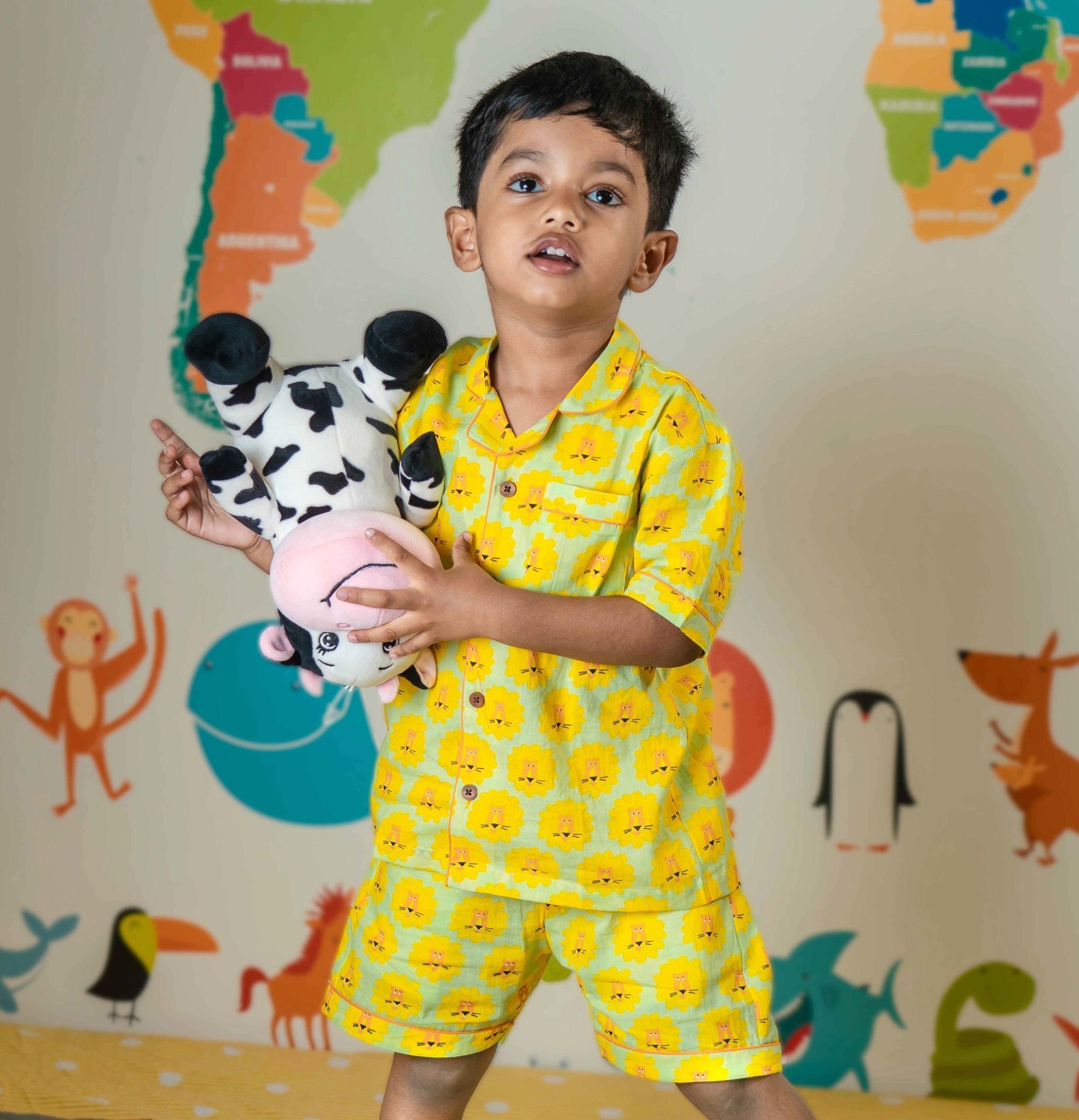 Lion Shorts Pajama Set for Boys - littlellama.in