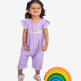 Purple Checks Bird House Romper for Girls - littlellama.in