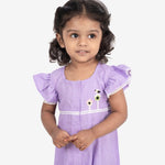 Purple Checks Bird House Romper for Girls - littlellama.in